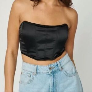 🖤Garage Black Satin Bustier Sleeveless